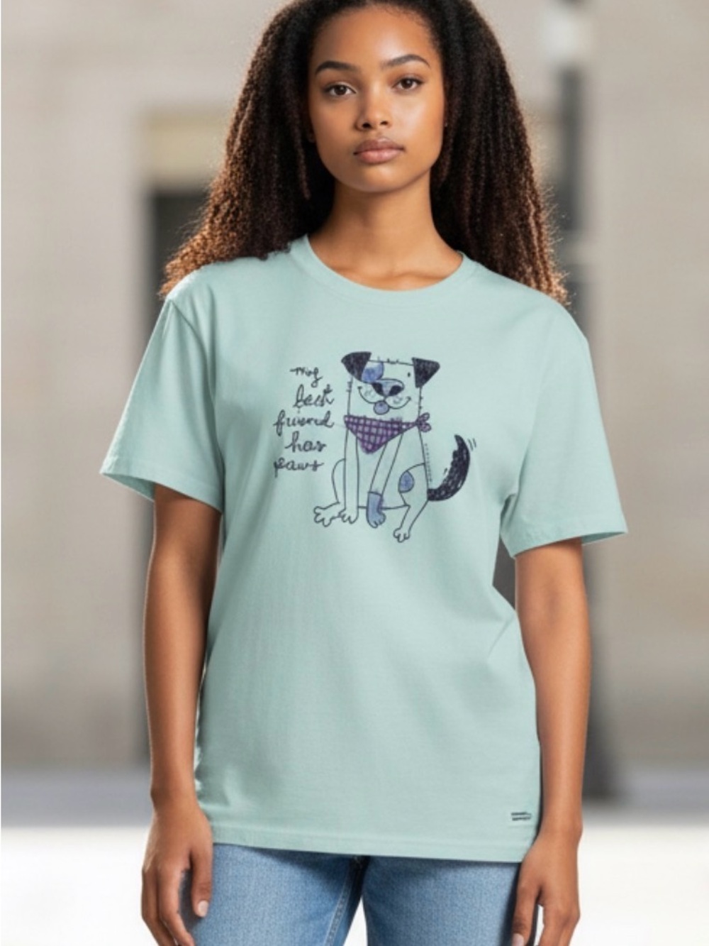 Light blue Life is Good XXL dog graphic t-shirt